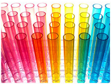 Photo : tubes à essais colorés (laboratoire)
